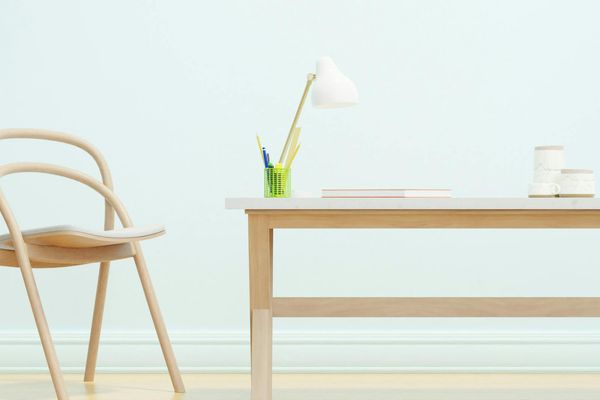 Clean and minimalist workspace with green accents